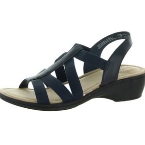 East 5th Ichiro Memory Foam Wedge Sandals Size 6M Color Navy